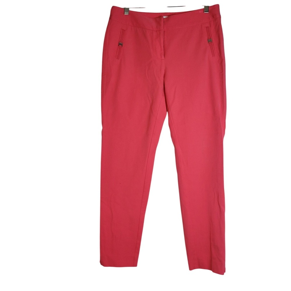 Cachet Pants Zipper Pockets Stretch Casual Career Coral Pink Size 8